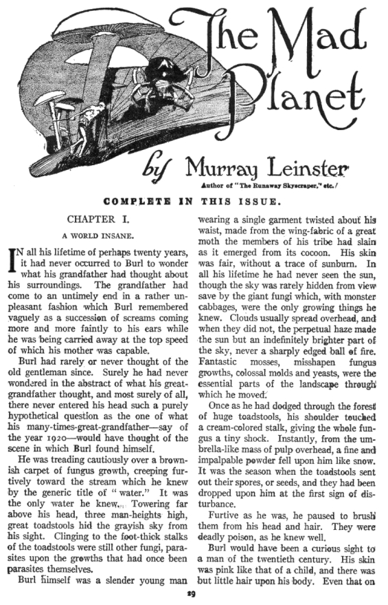 The Mad Planet by Murray Leinster, Argosy, June 12, 1920