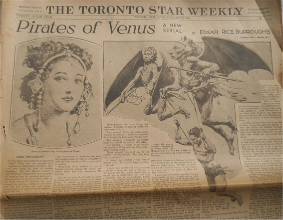 Toronto Star Weekly - artist Matania - Pirates Of Venus by Edgar Rice Burroughs